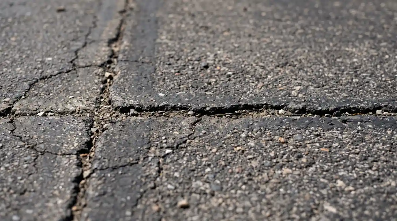 Reflective cracks appearing on asphalt over concrete surface