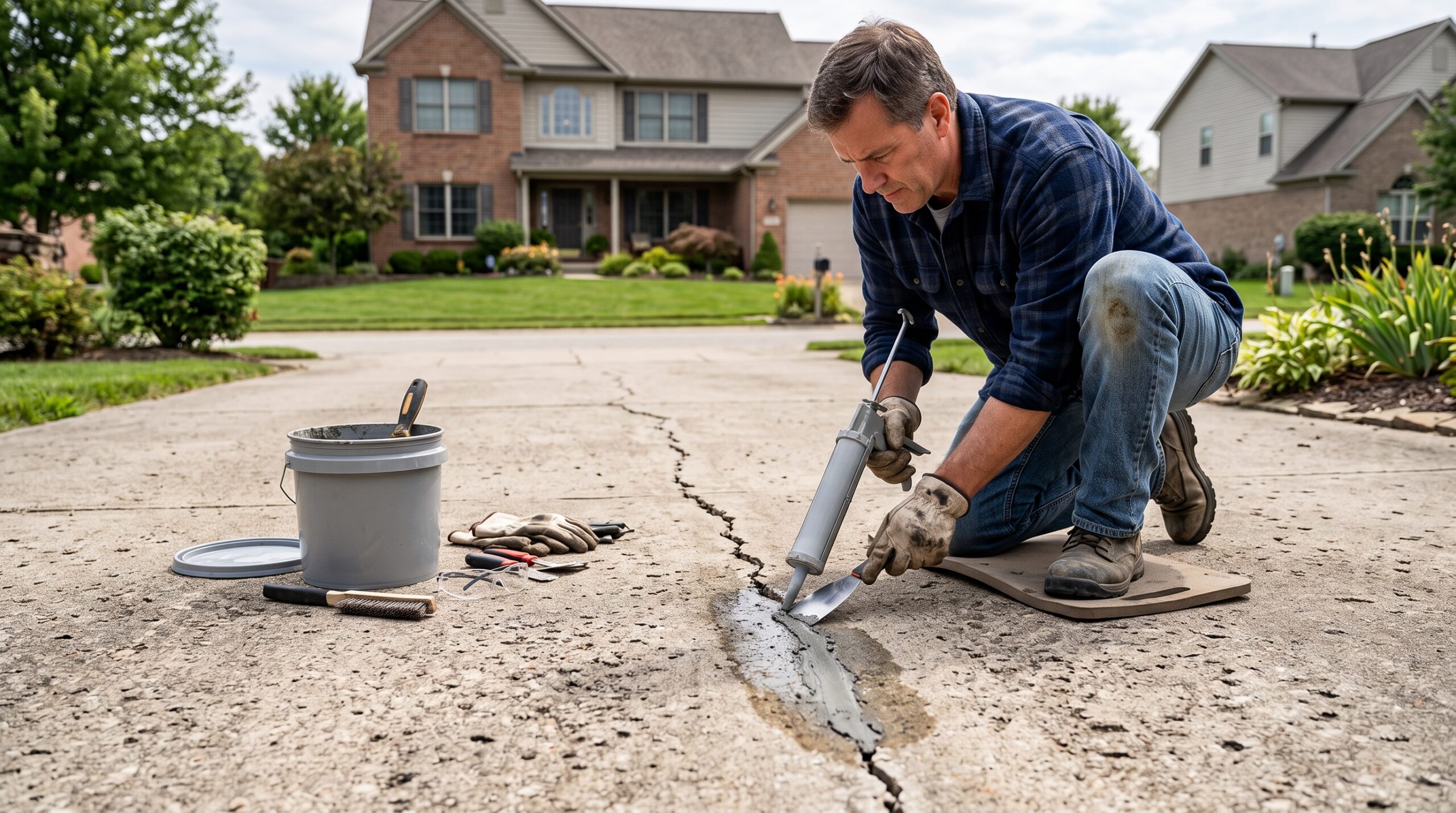 Preventing future cracks in a concrete driveway.